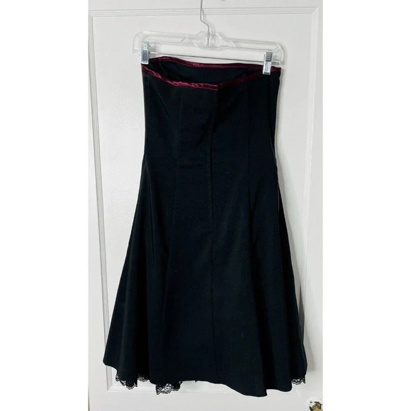 Vtg A Byer Dress 9 Short Formal Fairy Goth Bow Coquette Black Lace Ribbing Slit - Picture 2 of 15